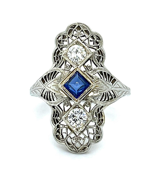 Original Art Deco .30ct Diamond 18KW Gold Ring (Vintage 1930s)