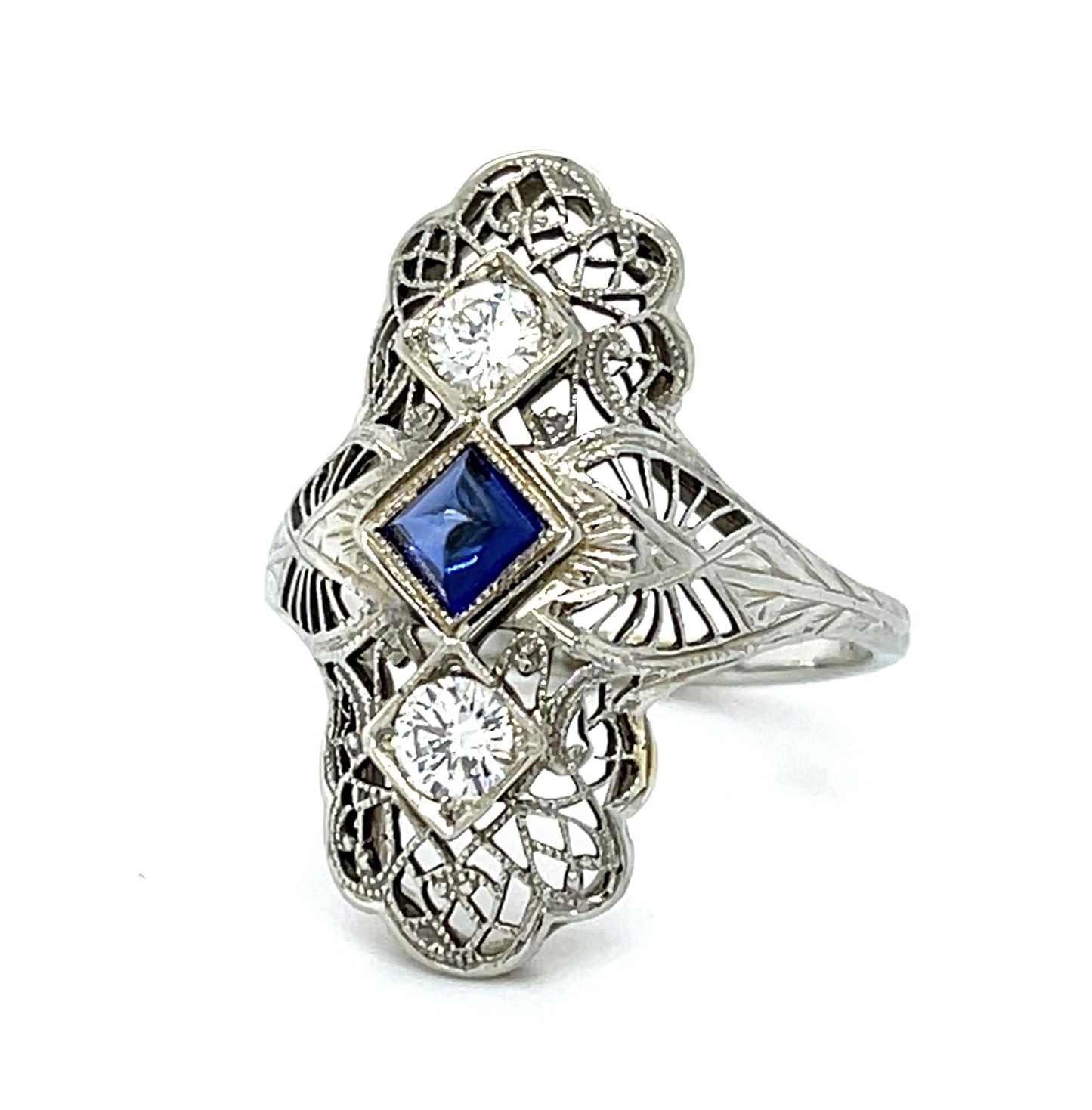 Original Art Deco .30ct Diamond 18KW Gold Ring (Vintage 1930s)
