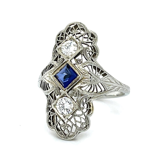 Original Art Deco .30ct Diamond 18KW Gold Ring (Vintage 1930s)