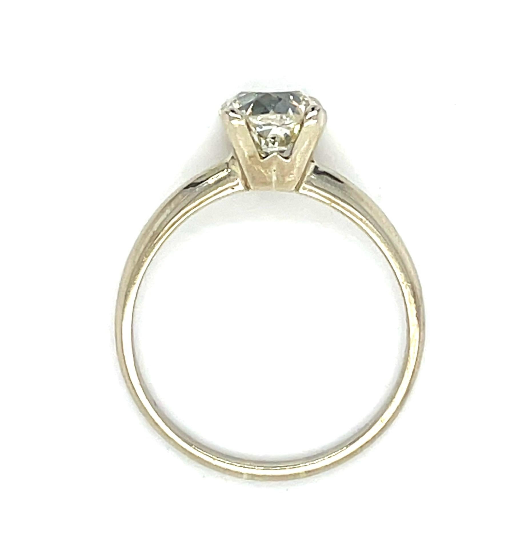 1.40ct (I-J VS No Cert) Cushion Old Mine Diamond 14KW Gold Solitaire Ring