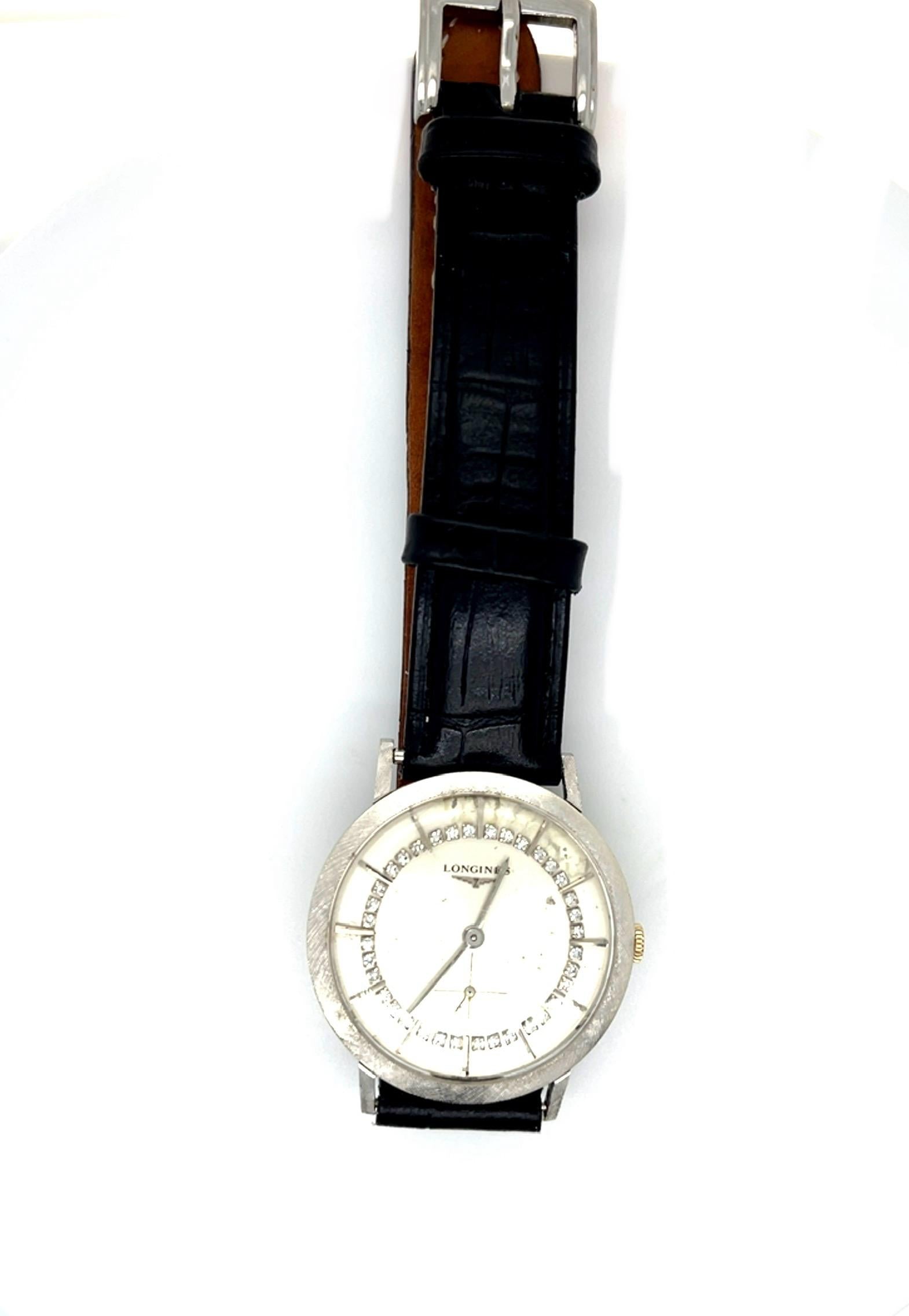 Original Longienes .72ct Diamond 14KW Gold Watch (Vintage 1960s)