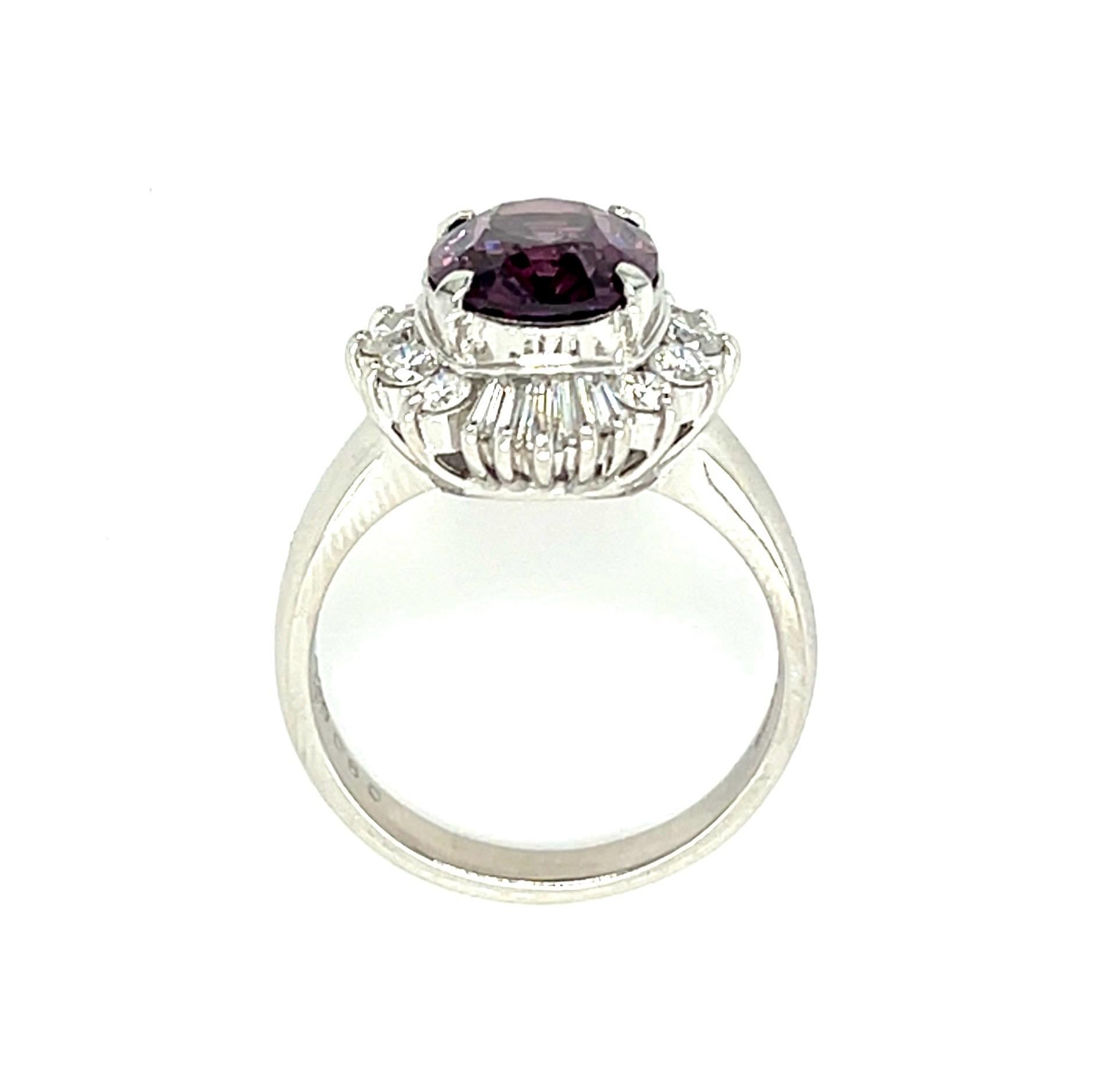 3.35ct Purple Spinel Platinum Ring .68ct Diamond