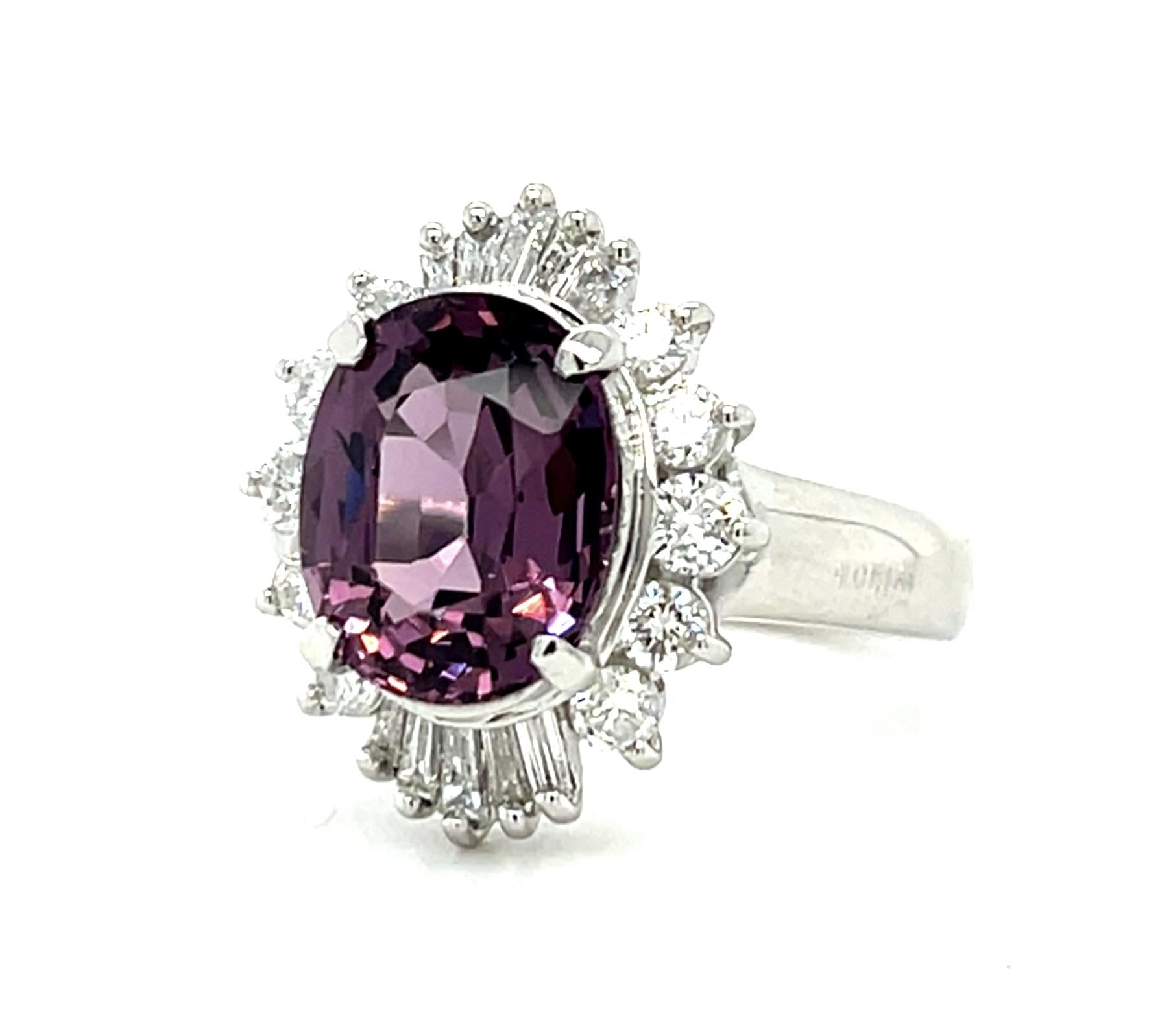 3.35ct Purple Spinel Platinum Ring .68ct Diamond