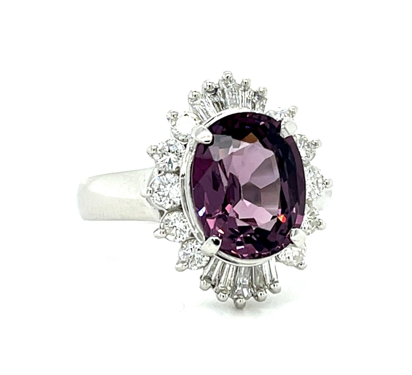 3.35ct Purple Spinel Platinum Ring .68ct Diamond