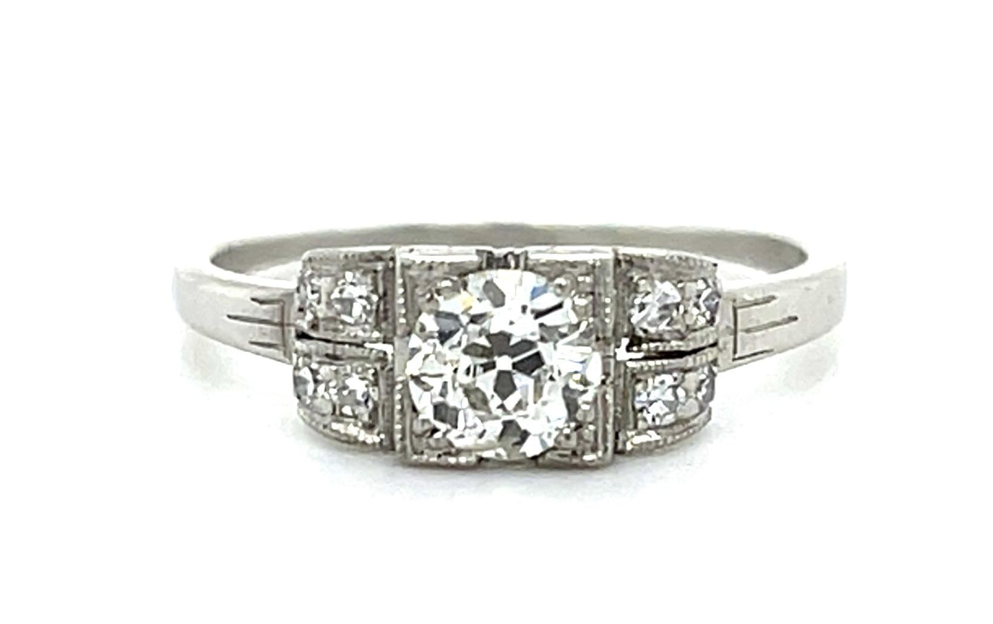 Original Art Deco .50ct Old Mine Diamond Platinum Ring (Vintage 1930s)