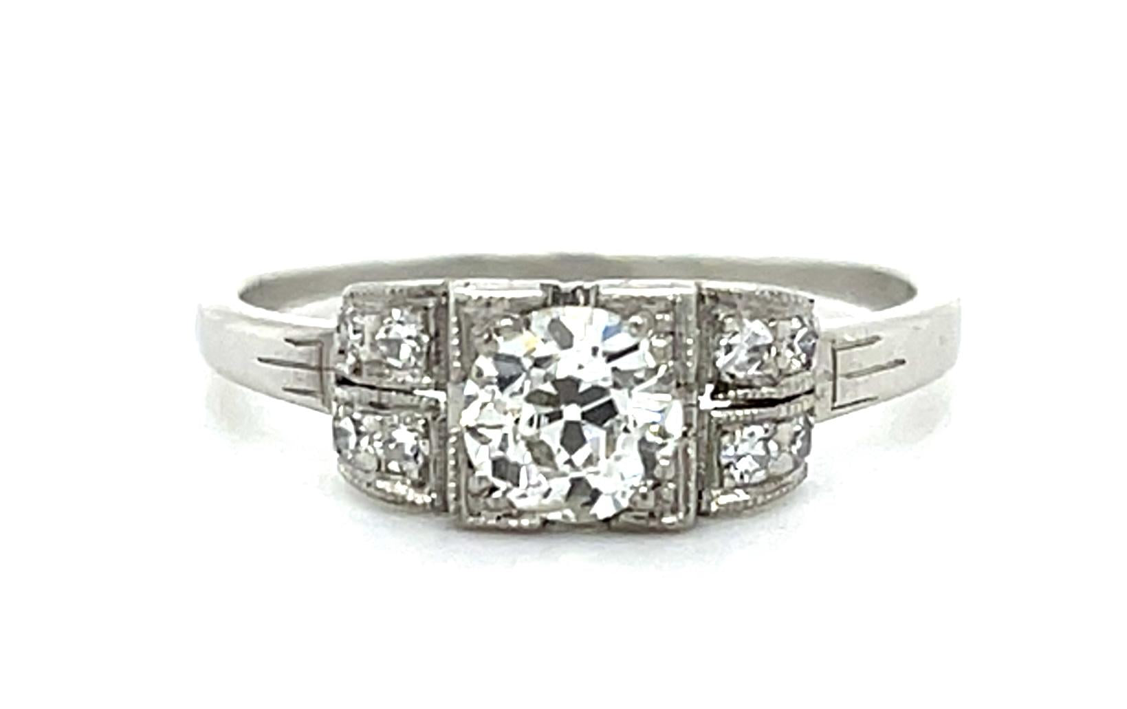 Original Art Deco .50ct Old Mine Diamond Platinum Ring (Vintage 1930s)