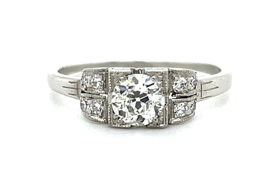 Original Art Deco .50ct Old Mine Diamond Platinum Ring (Vintage 1930s)