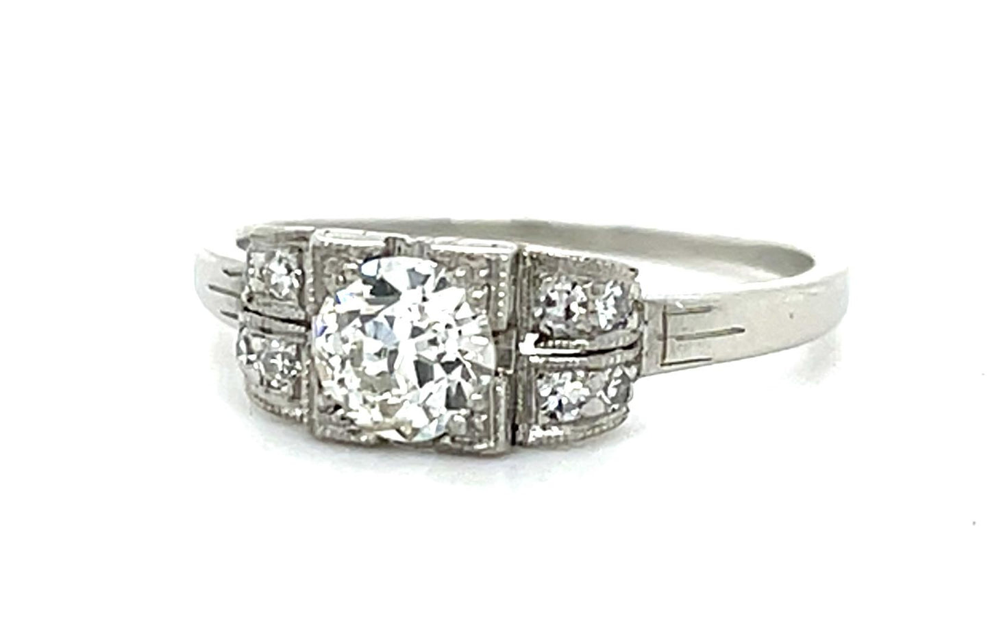 Original Art Deco .50ct Old Mine Diamond Platinum Ring (Vintage 1930s)