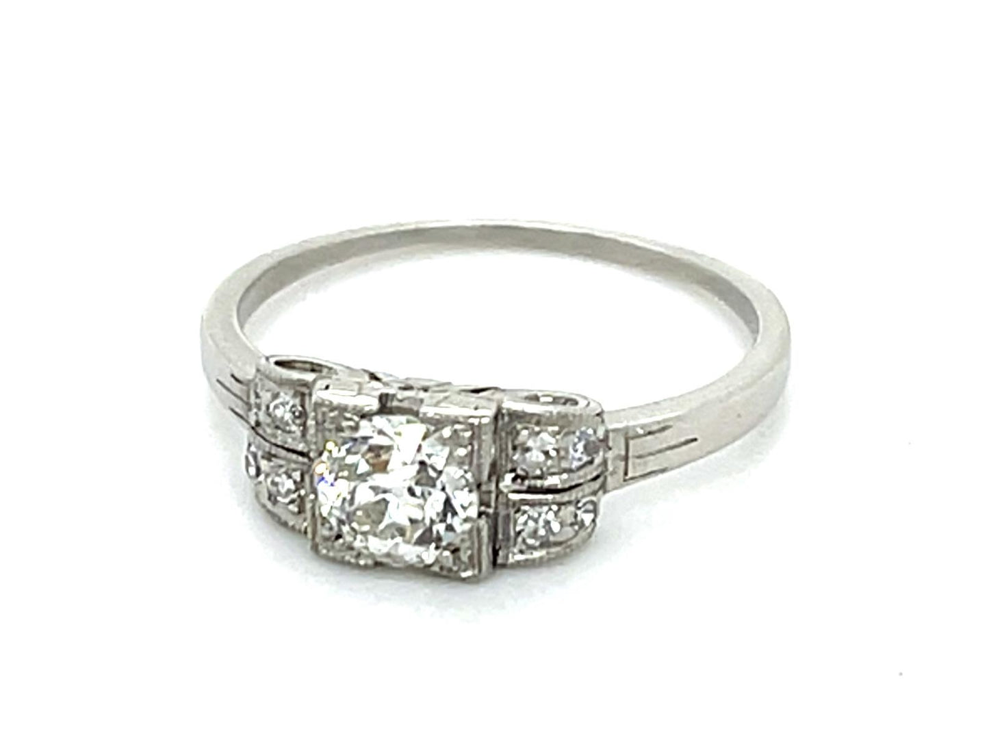 Original Art Deco .50ct Old Mine Diamond Platinum Ring (Vintage 1930s)