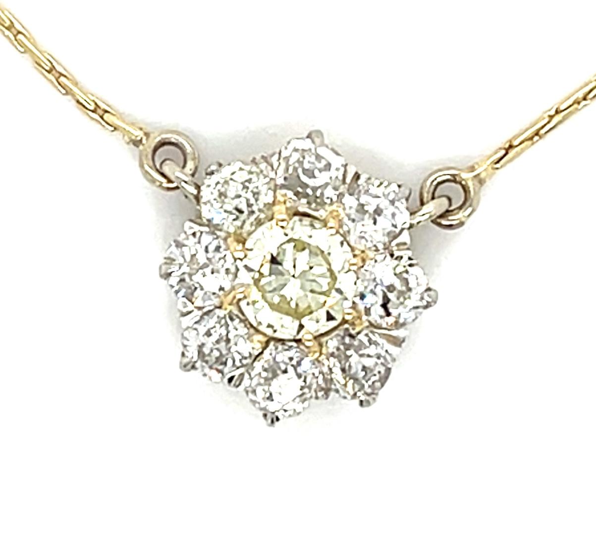 Art Deco .55ct Diamond 14KW Gold + Platinum Pendant (Vintage 1930s) 1ct SD 3.84g