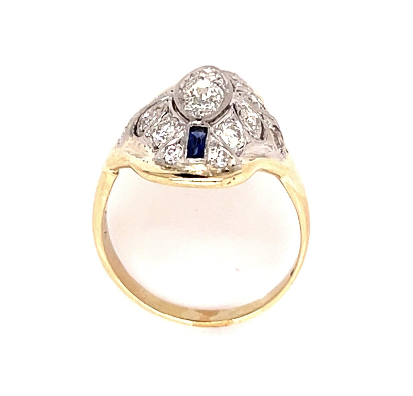 Art Deco .80ct Diamond 14KY Gold + Platinum Ring (Vintage 1930s) 4.20g 6.50 Size