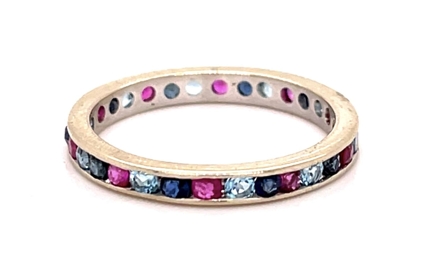 1.25ct Multi color Gemstone 14KW Gold Eternity Band Ring