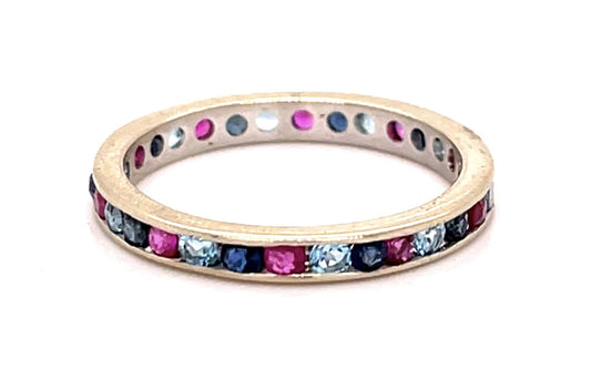 1.25ct Multi color Gemstone 14KW Gold Eternity Band Ring