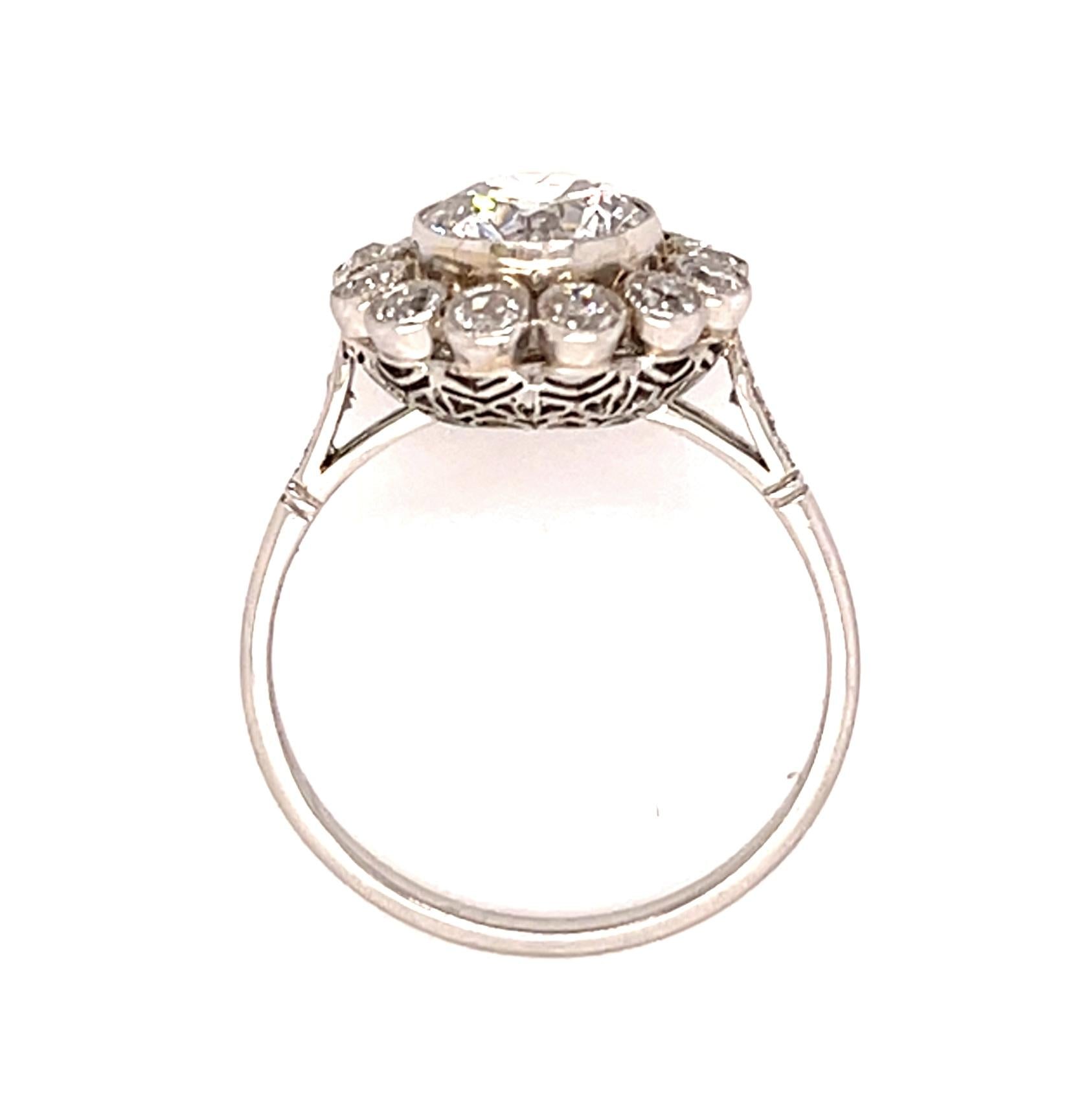 1.59ct Old Euro Diamond Platinum Handmade Ring 1ct SD
