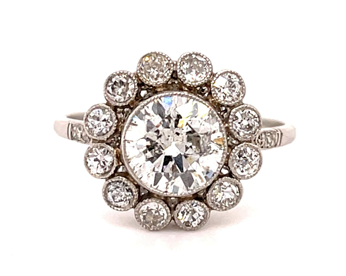 1.59ct Old Euro Diamond Platinum Handmade Ring 1ct SD