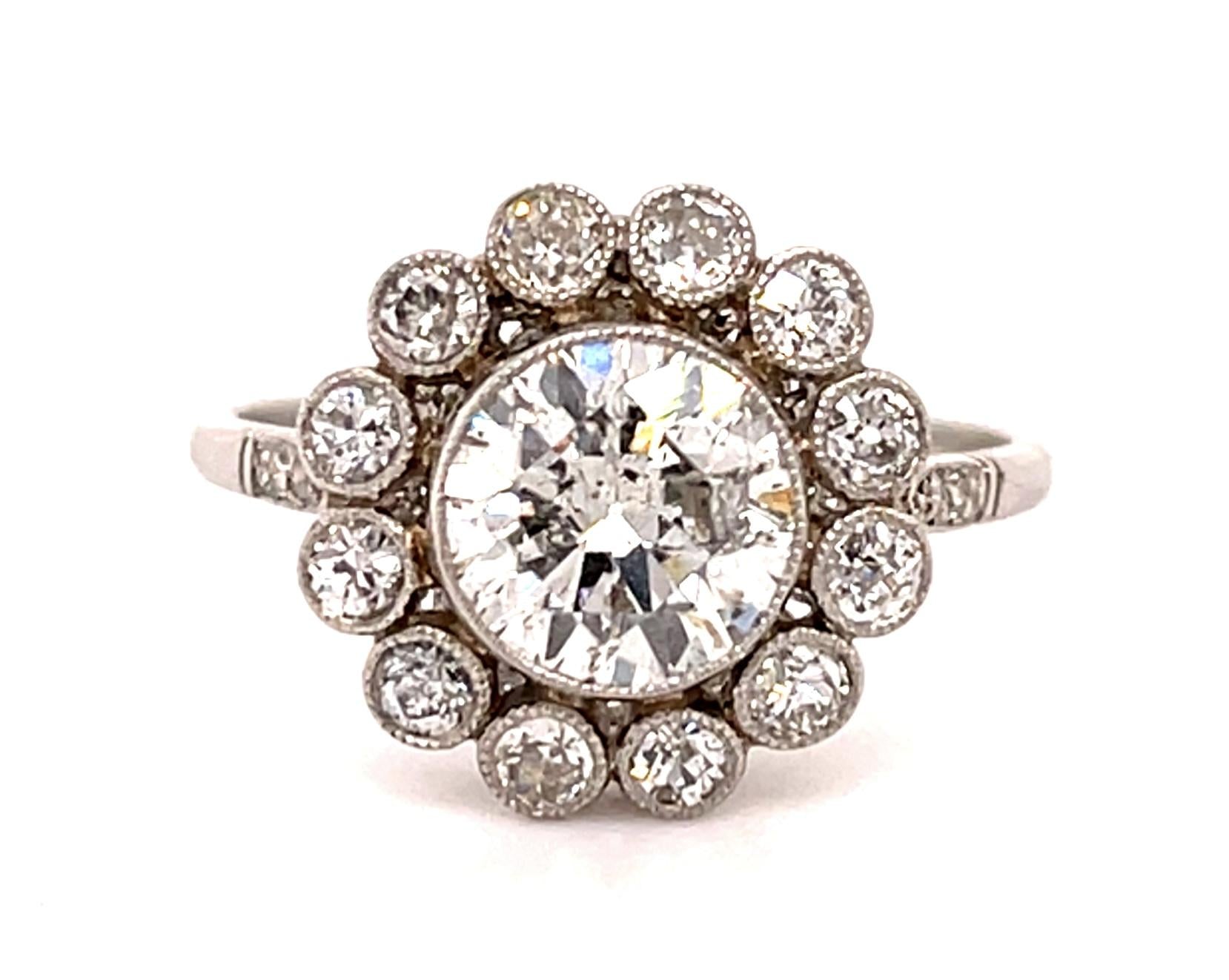 1.59ct Old Euro Diamond Platinum Handmade Ring 1ct SD