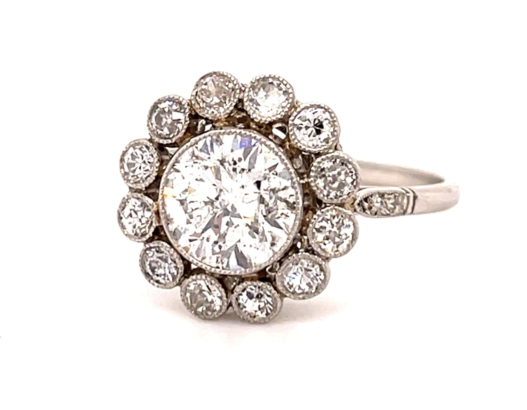 1.59ct Old Euro Diamond Platinum Handmade Ring 1ct SD