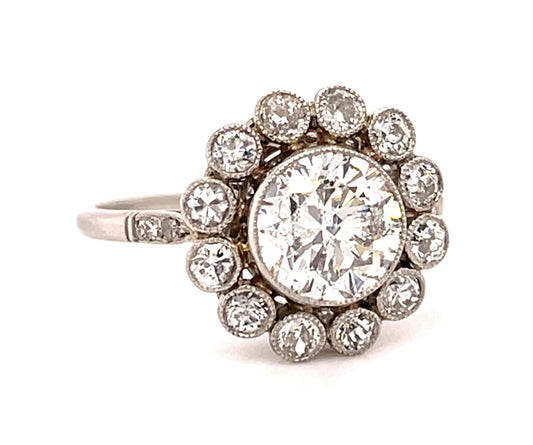 1.59ct Old Euro Diamond Platinum Handmade Ring 1ct SD