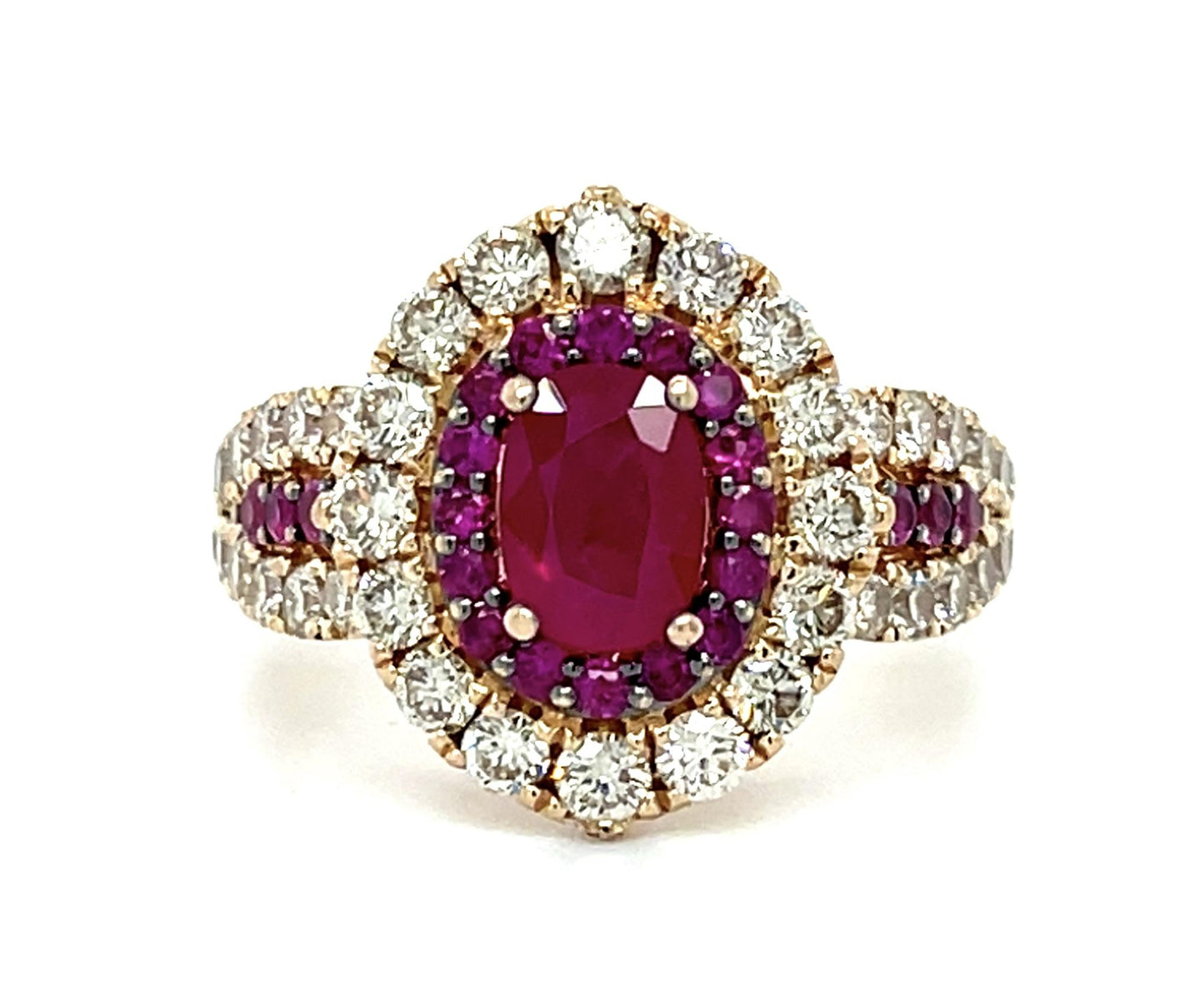 Original Levian 1.50ct Ruby 14KY Gold Ring 1.40ct Diamond 5.90g 7 Size