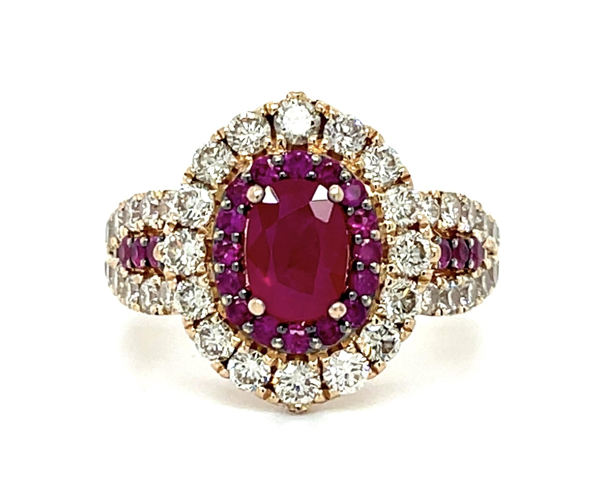 Original Levian 1.50ct Ruby 14KY Gold Ring 1.40ct Diamond 5.90g 7 Size