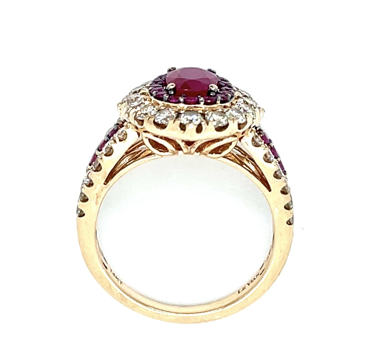 Original Levian 1.50ct Ruby 14KY Gold Ring 1.40ct Diamond 5.90g 7 Size