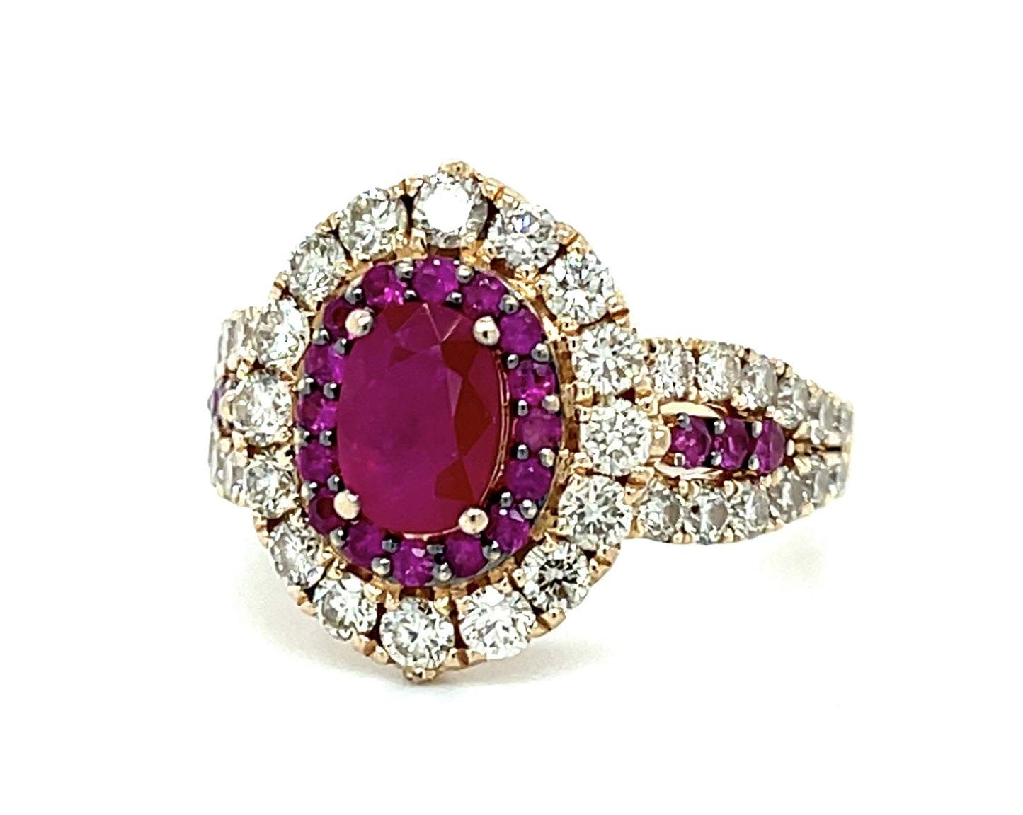 Original Levian 1.50ct Ruby 14KY Gold Ring 1.40ct Diamond 5.90g 7 Size