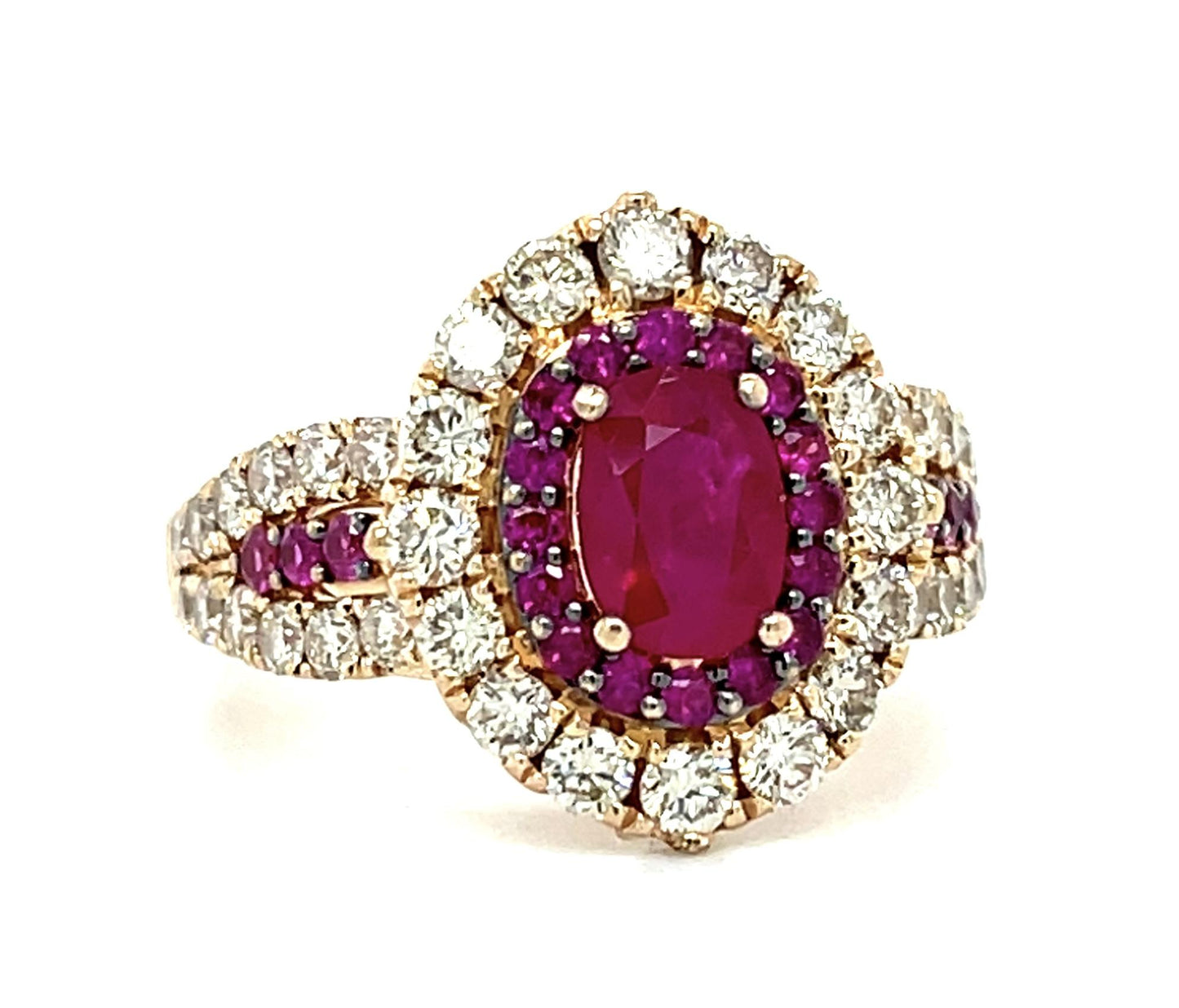 Original Levian 1.50ct Ruby 14KY Gold Ring 1.40ct Diamond 5.90g 7 Size
