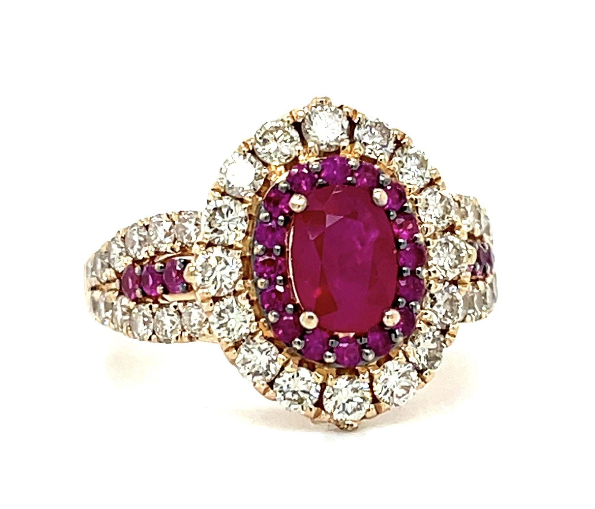 Original Levian 1.50ct Ruby 14KY Gold Ring 1.40ct Diamond 5.90g 7 Size