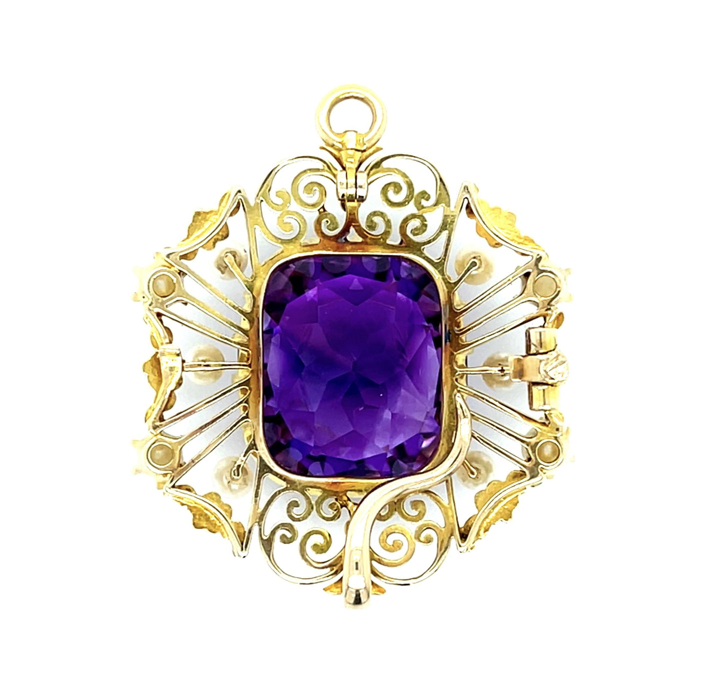 Original Victorian 25ct Amethyst 14KY Gold Handmade Pendant (Antique 1880s)
