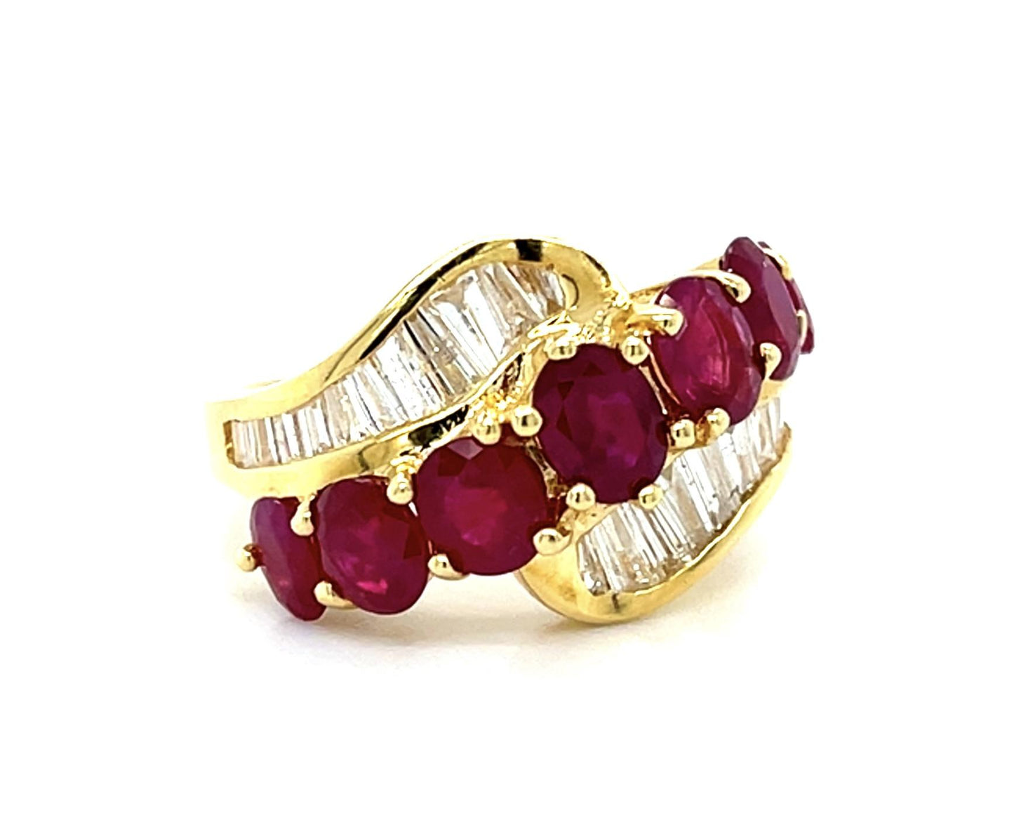 2.30ct Ruby .89ct Diamond 18KY Gold Ring (Vintage 1960s) 6g 6 Size
