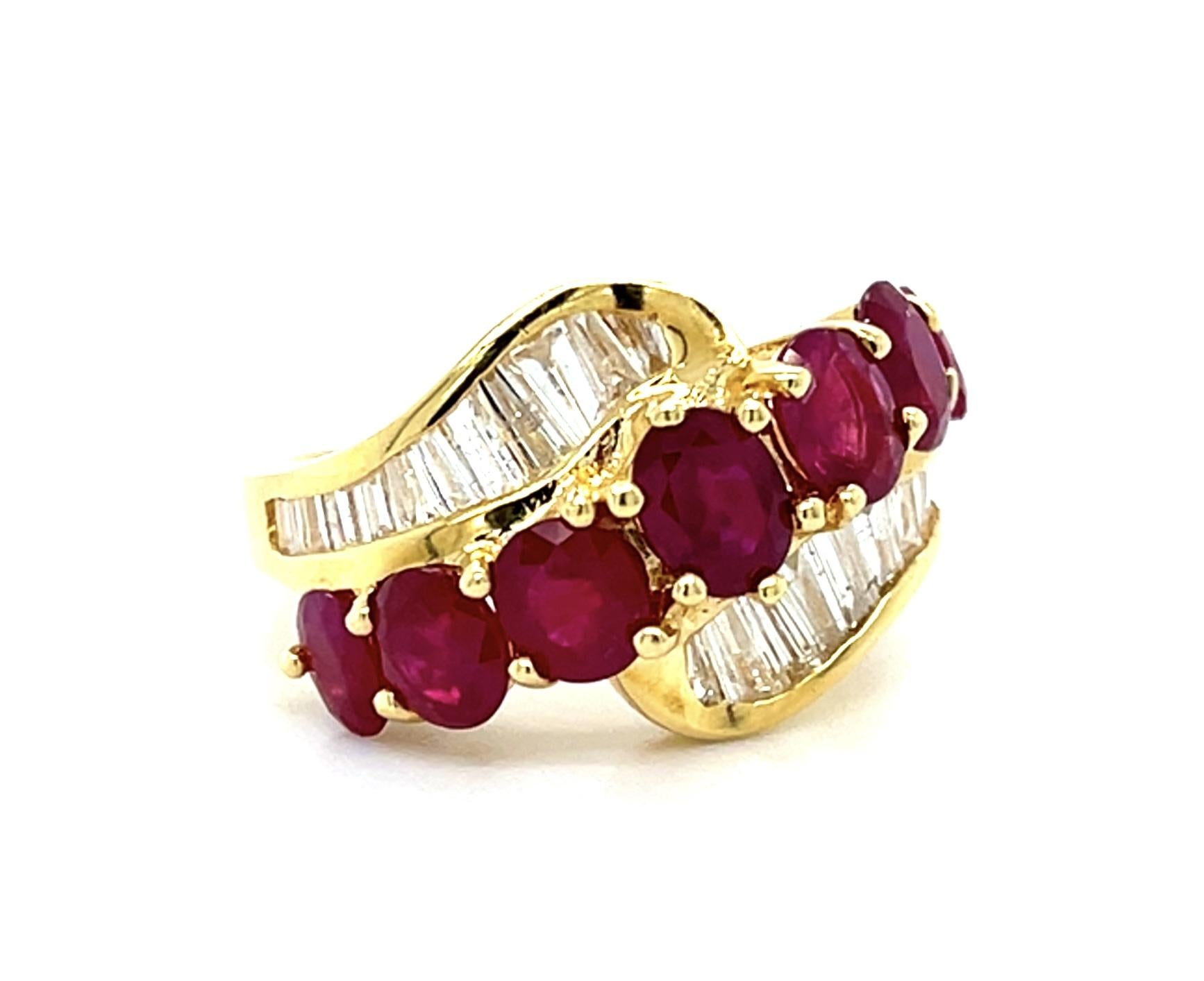 2.30ct Ruby .89ct Diamond 18KY Gold Ring (Vintage 1960s) 6g 6 Size