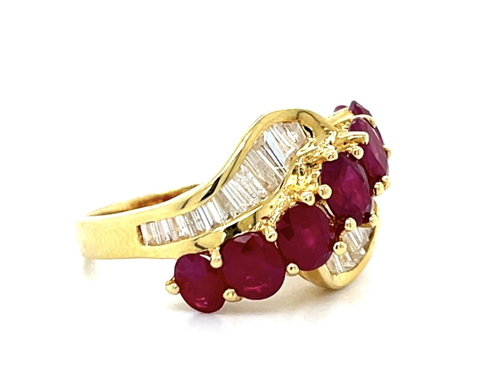 2.30ct Ruby .89ct Diamond 18KY Gold Ring (Vintage 1960s) 6g 6 Size
