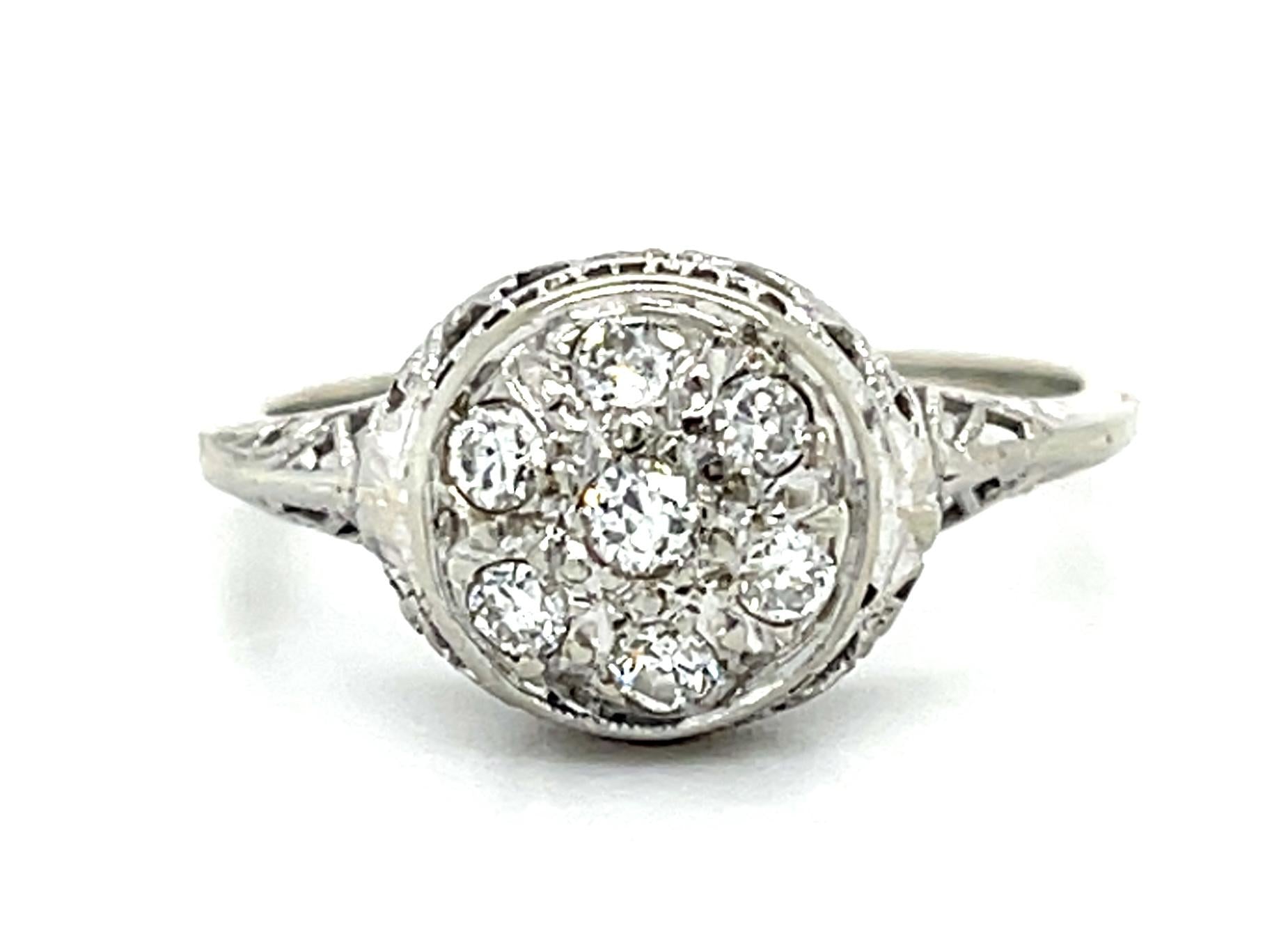 Art Deco .26ct Diamond 14KW Gold Ring (Vintage 1930s)