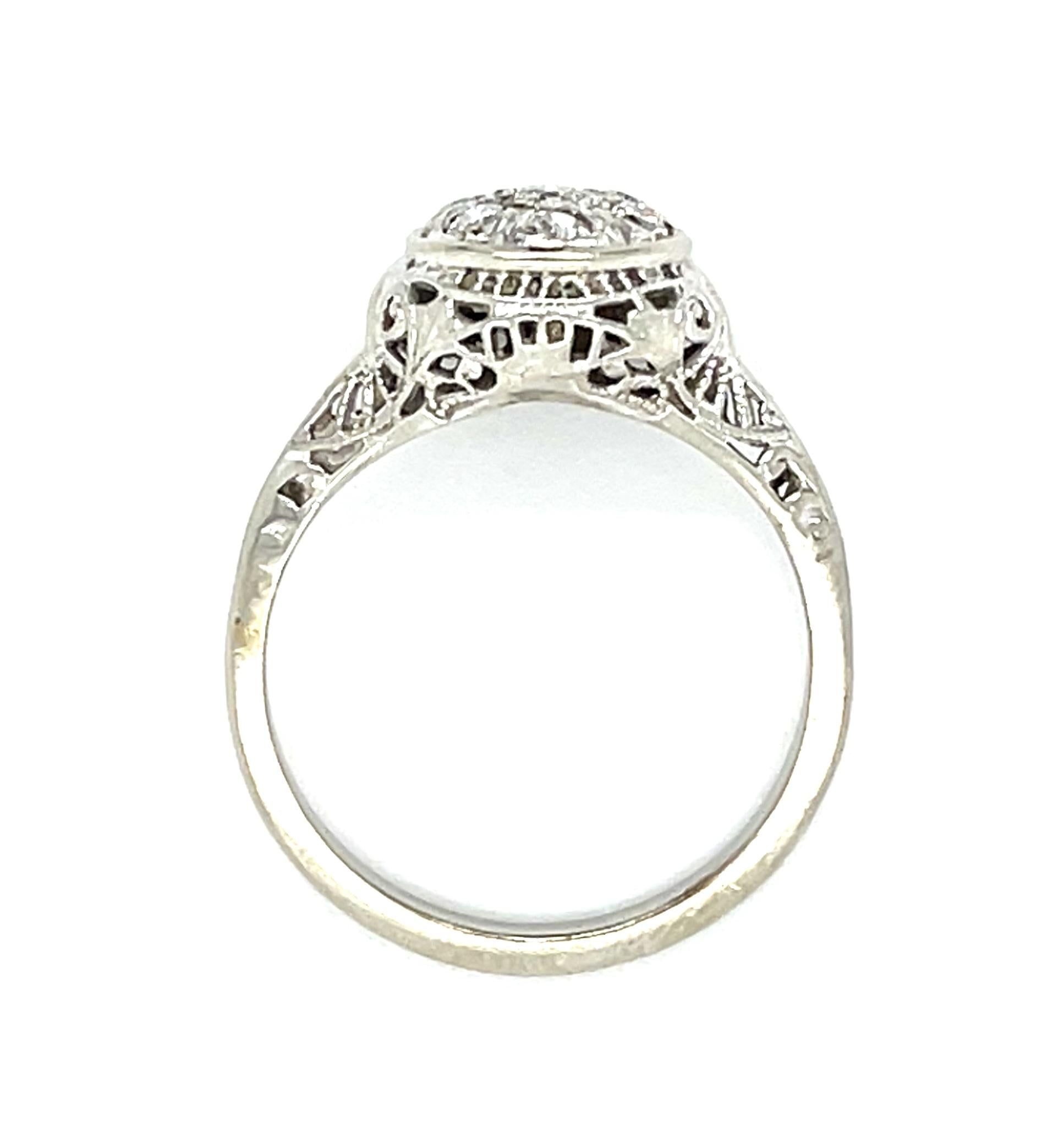 Art Deco .26ct Diamond 14KW Gold Ring (Vintage 1930s)