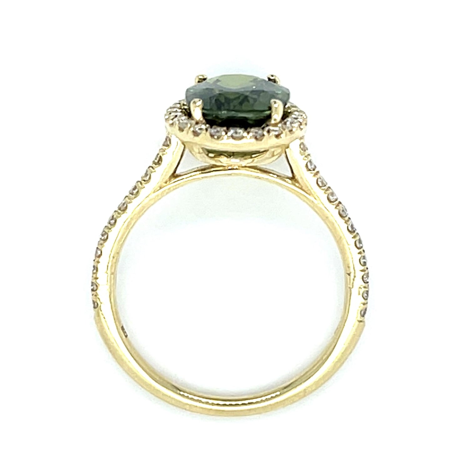 3.16ct Green Sapphire 14KY Gold Ring .46ct Diamond 3.15g 6 Size