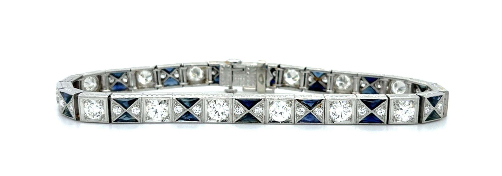 Art Deco 5ct Old Euro Diamond Platinum Bracelet (Antique 1920s) 1ct SD 30.24g