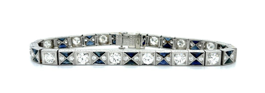 Art Deco 5ct Old Euro Diamond Platinum Bracelet (Antique 1920s) 1ct SD 30.24g