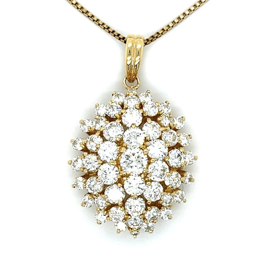 5.10ct Diamond Exact 18KY Gold Cluster Bombe-style Pendant 9.90g 1.50"