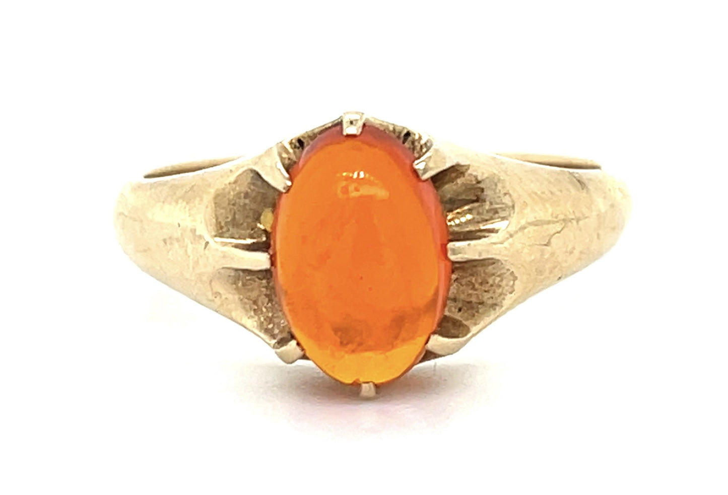 Original 1.25ct Mexican Jelly Opal 14KY Gold Ring (Antique 1900s) 5.25g 10 Size