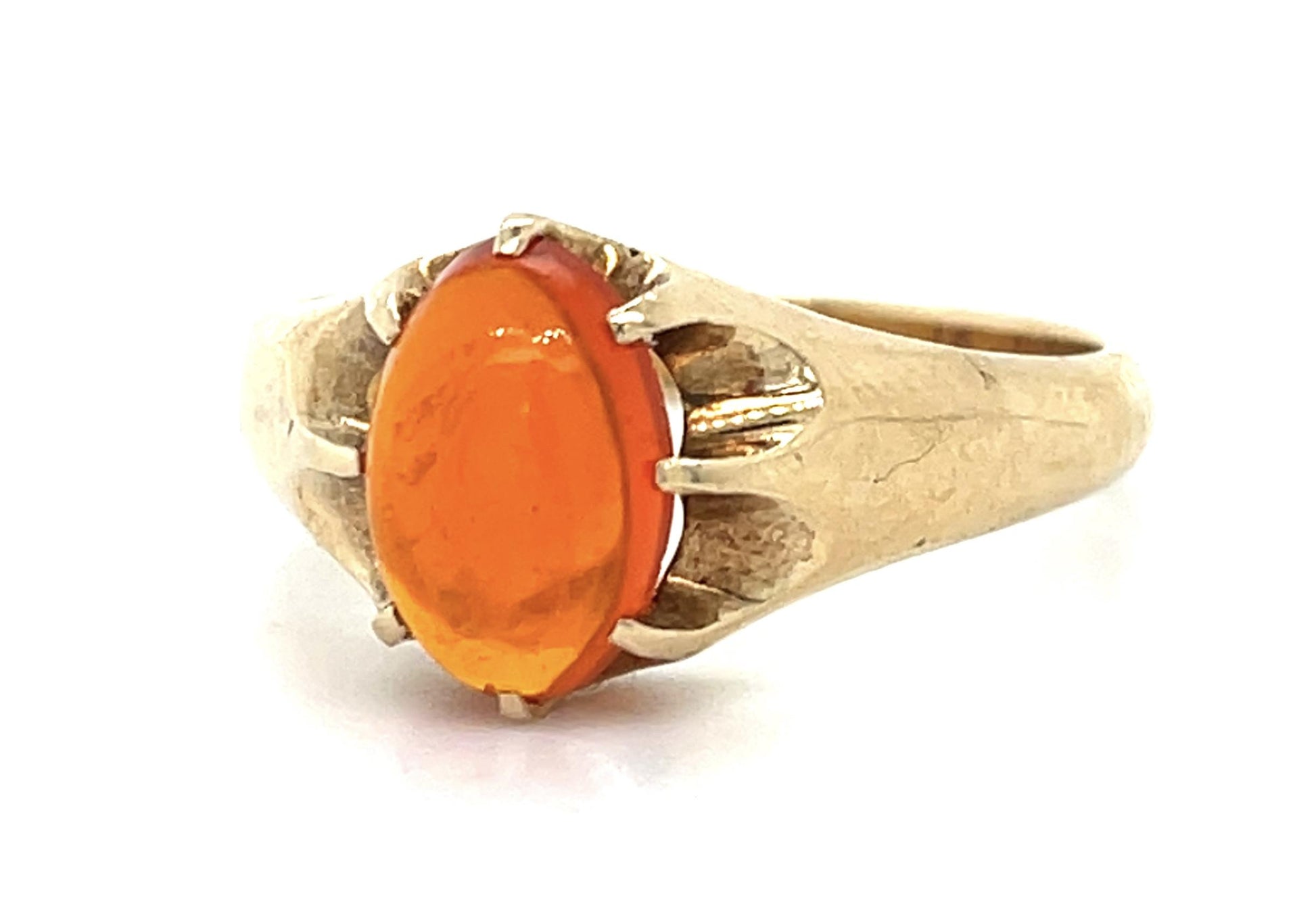 Original 1.25ct Mexican Jelly Opal 14KY Gold Ring (Antique 1900s) 5.25g 10 Size