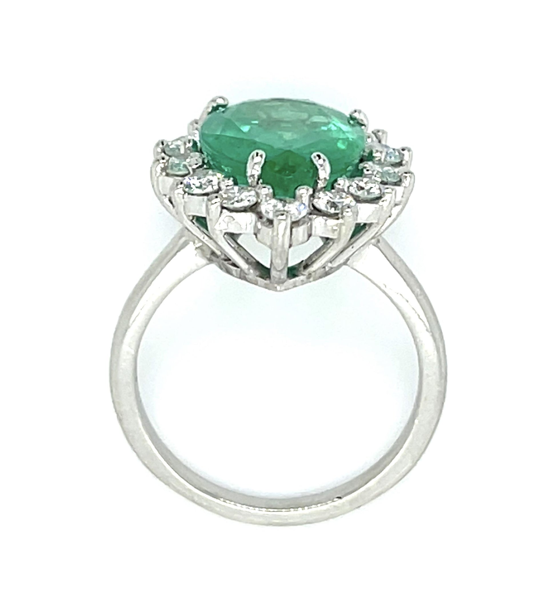 4.20ct Pear Emerald Platinum Ring 1.20ct Diamond 7.70g 6 Size