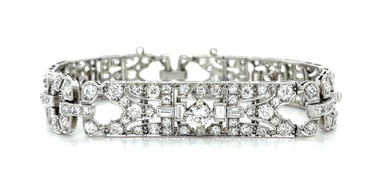 Art Deco 7ct Diamond Platinum Bracelet (Antique 1920s) 25g 6.50"