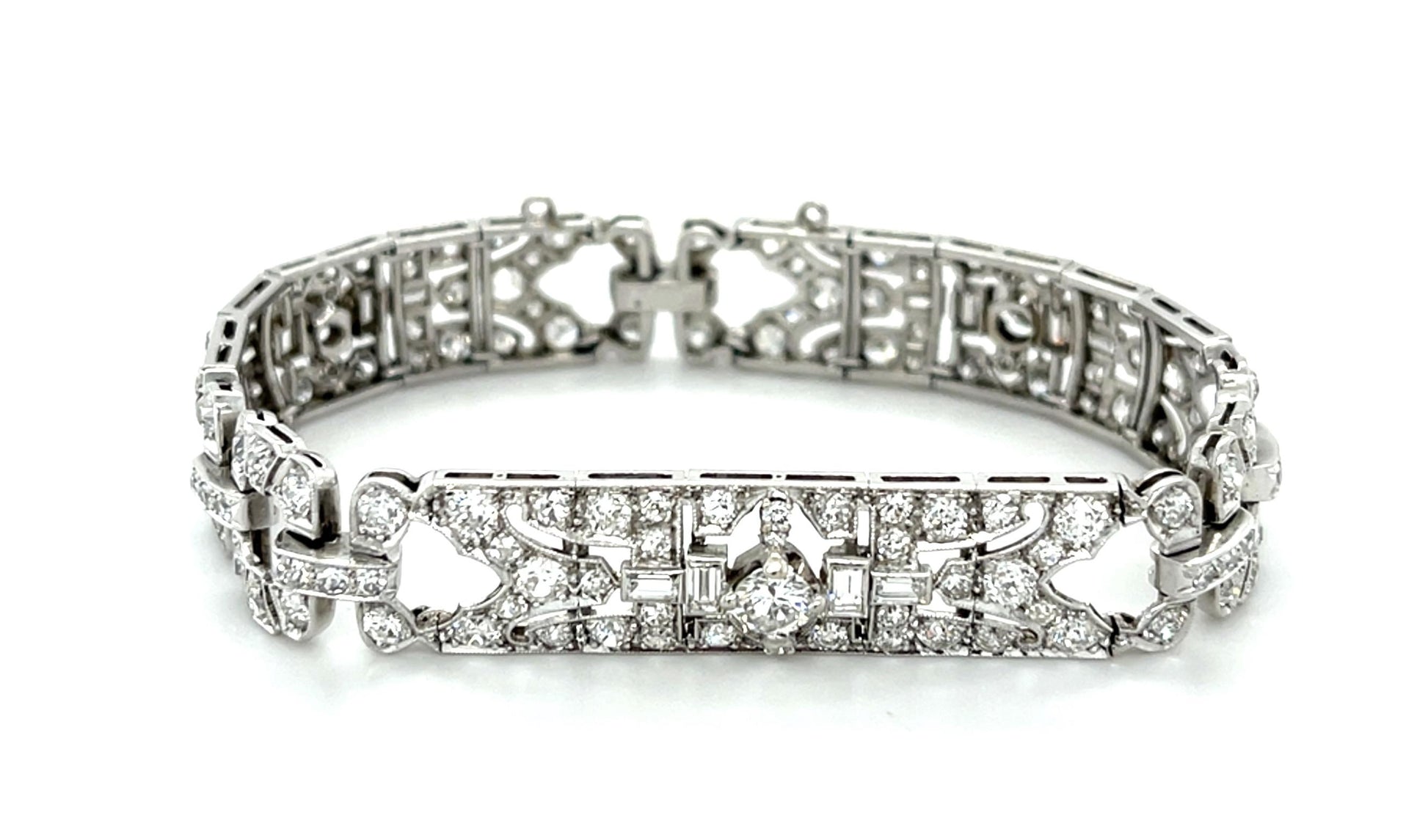 Art Deco 7ct Diamond Platinum Bracelet (Antique 1920s) 25g 6.50"