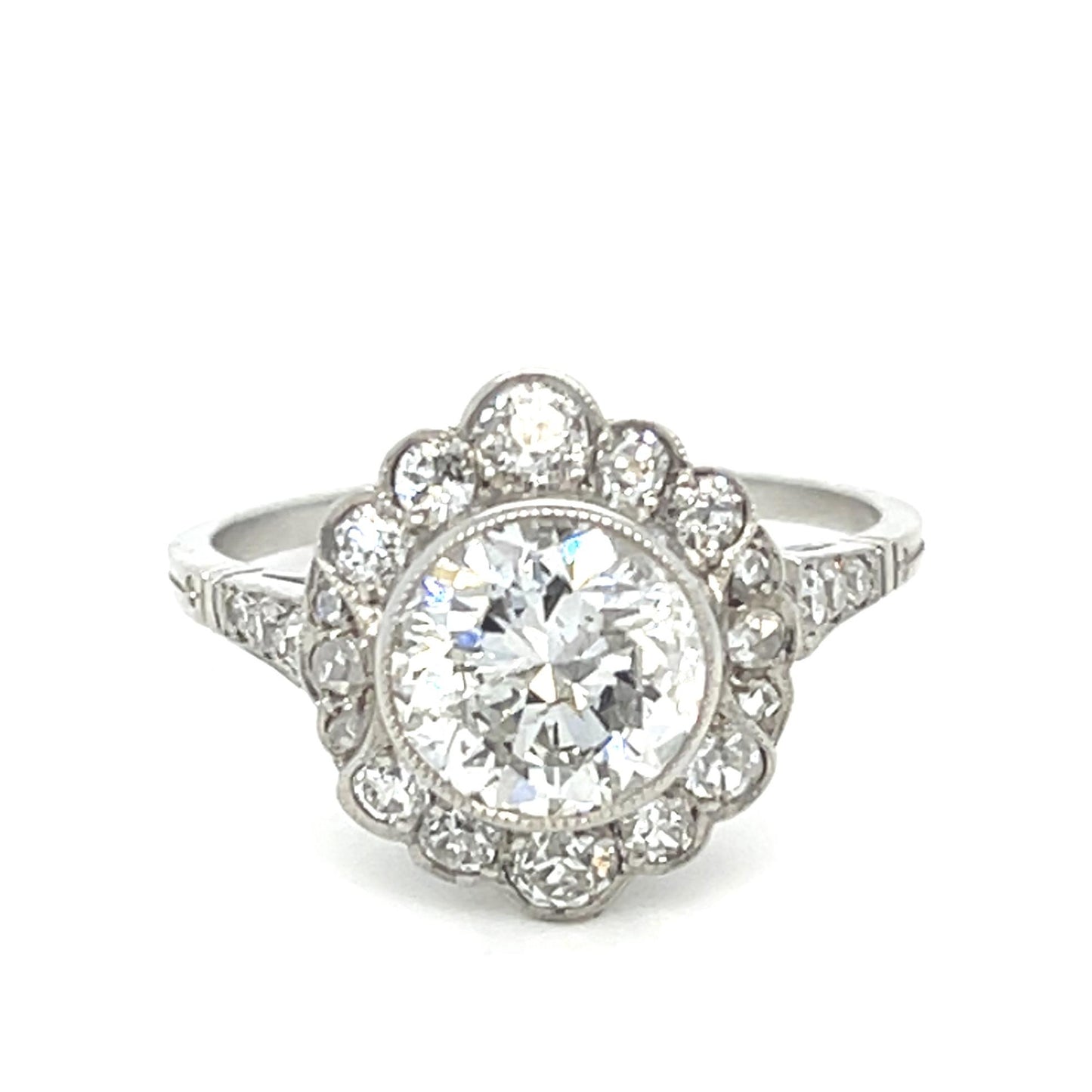 1.76CT (H-I I1) Diamond .80ct SD PT Handmade Ring No Cert