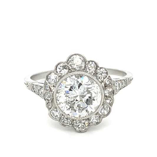 1.76CT (H-I I1) Diamond .80ct SD PT Handmade Ring No Cert