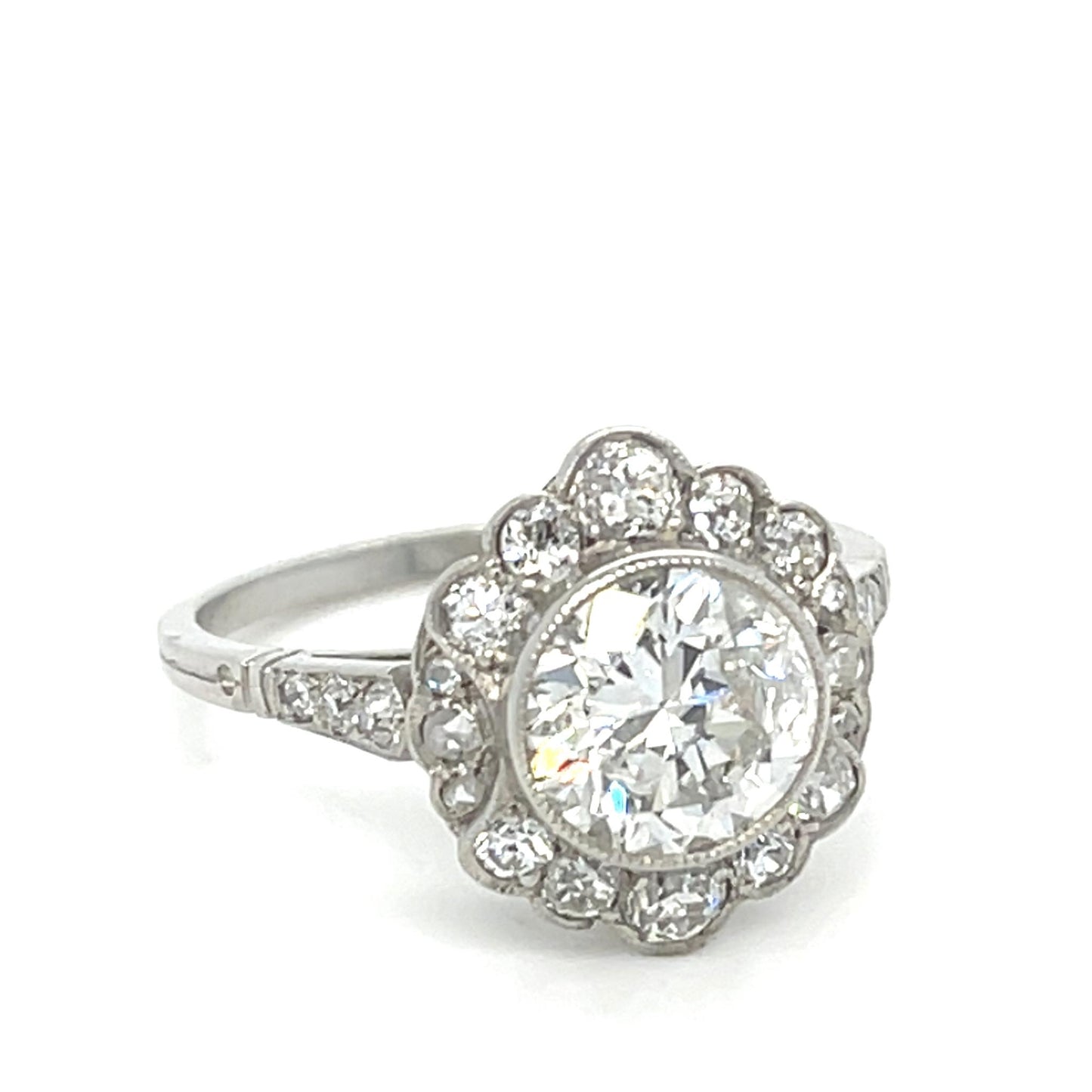 1.76CT (H-I I1) Diamond .80ct SD PT Handmade Ring No Cert