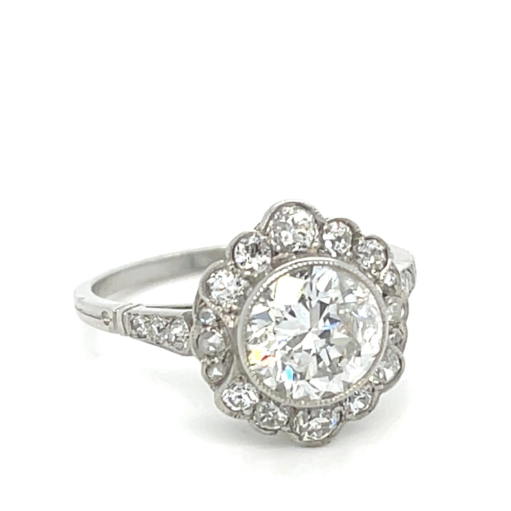 1.76CT (H-I I1) Diamond .80ct SD PT Handmade Ring No Cert