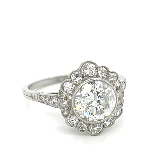1.76CT (H-I I1) Diamond .80ct SD PT Handmade Ring No Cert