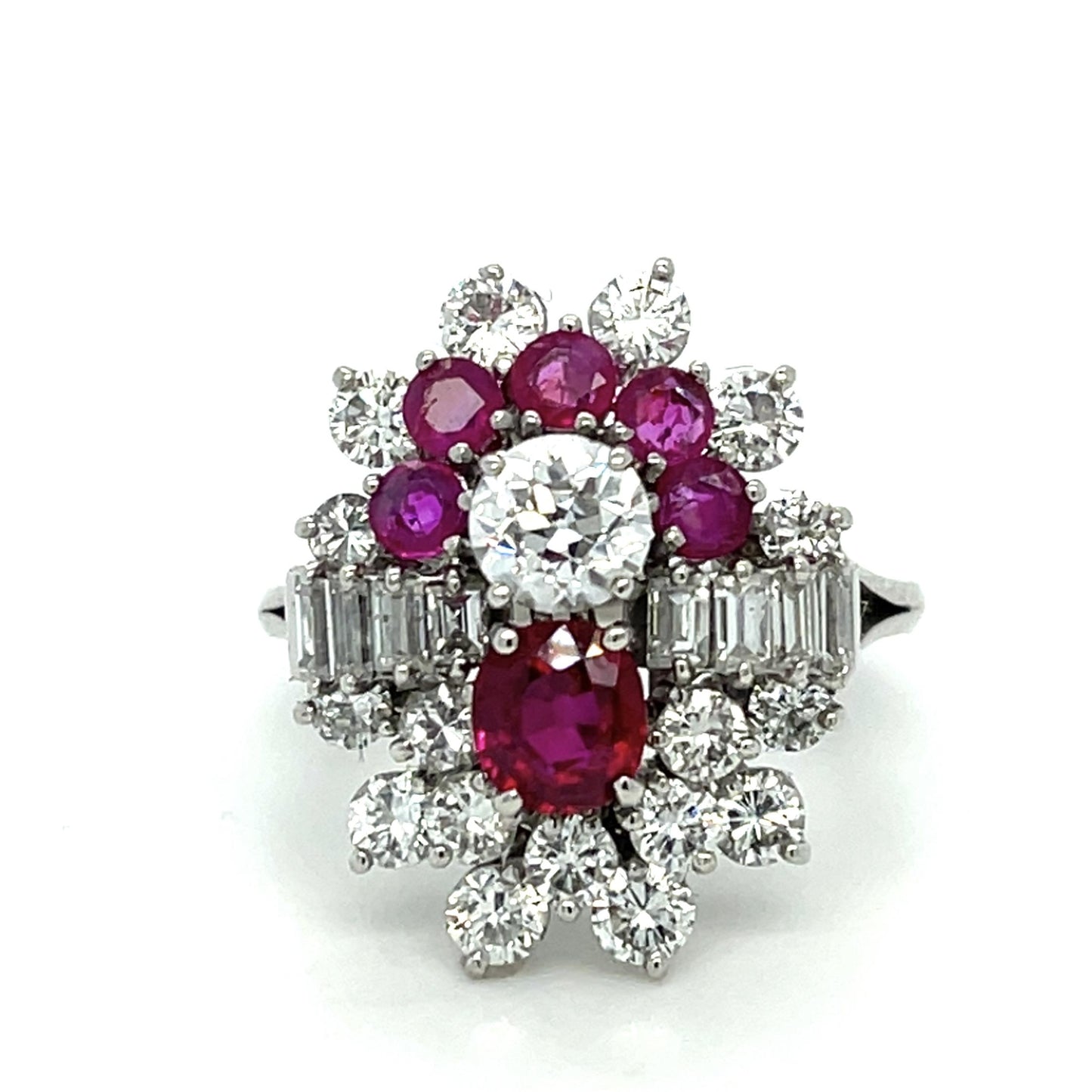 Original .70ct Center Dia 2.70ct SD 1ct Center Ruby .75ct SR PT Ring