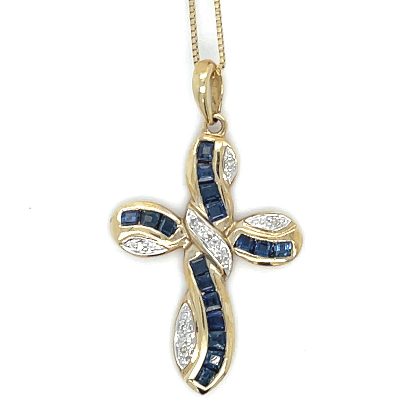 .50ct Sapphire .06ct Diamond 14KY Cross